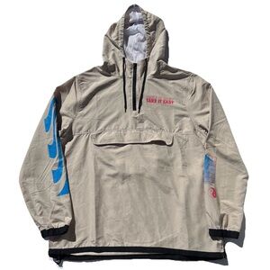 Vintage Men’s Tan Hooded Windbreaker Pullover by Brooklyn Cloth Mfg Co